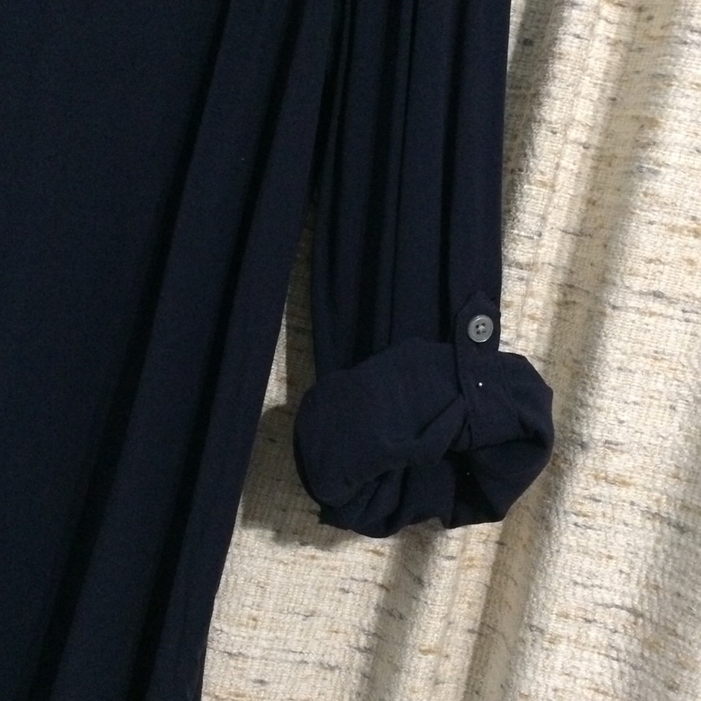 Ann Taylor LOFT Roll Tab Navy Tunic - Picture 4 of 7